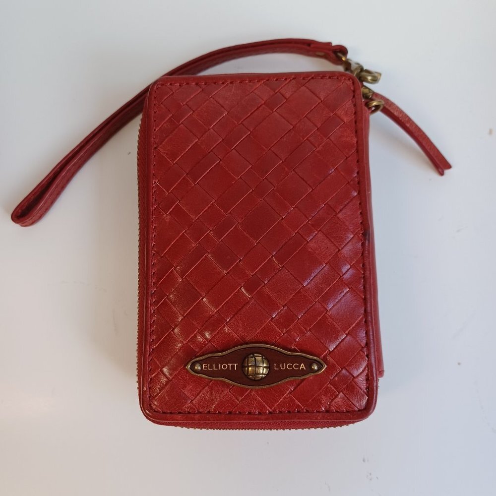 Elliott Luca Woven Leather Phone Wallet Wristlet‎